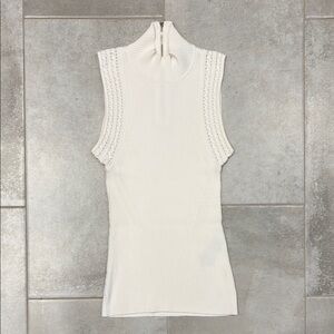 White House Black Market White Tank Top, Partial Turtleneck, XS